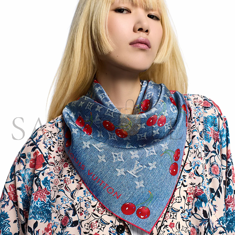 l0*is V*t0n murakami lv x tm denim cerise square 90 m96389 (90*90cm)